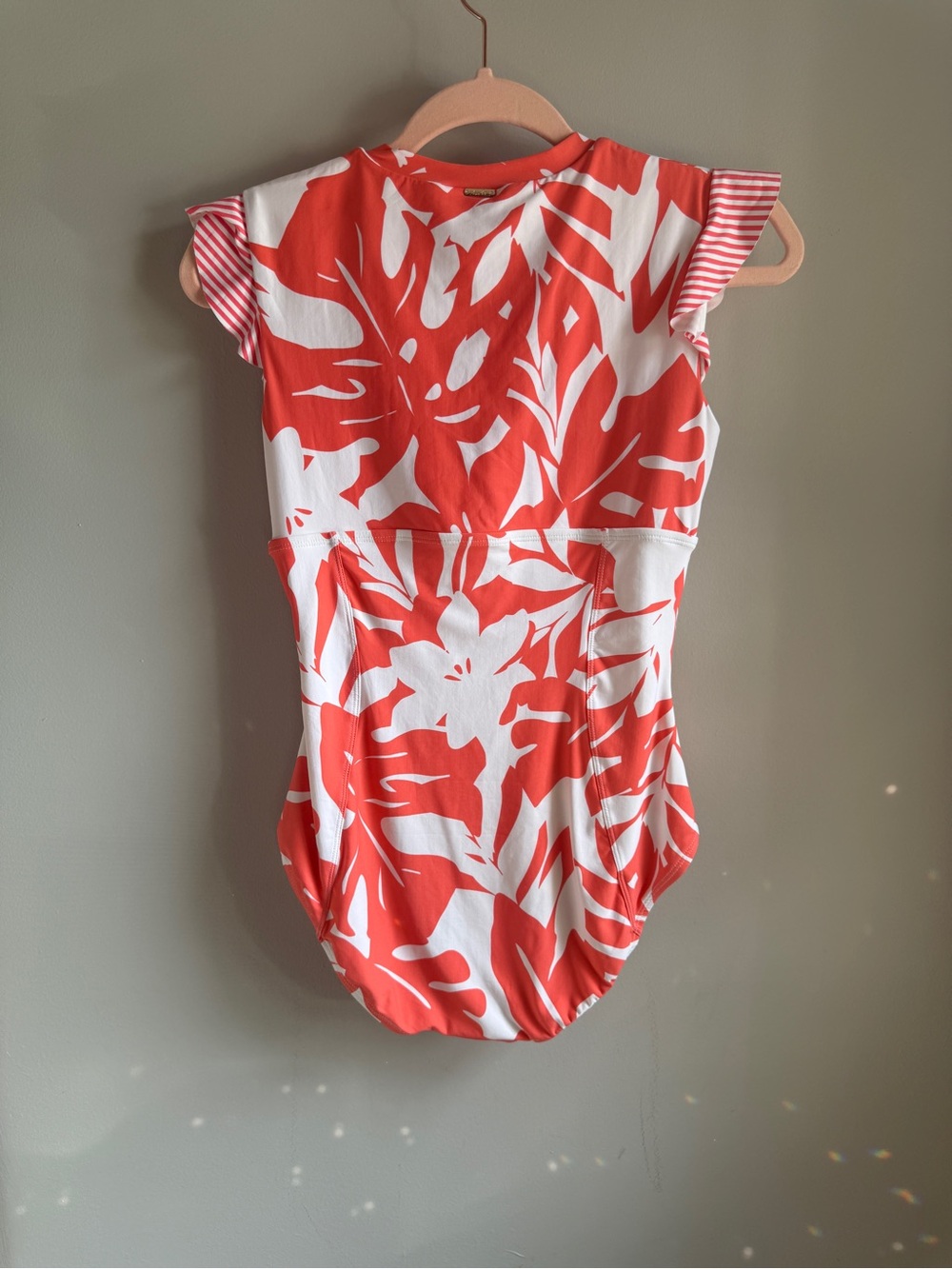 Tropical Anne Cole Coral Swimsuit Zip Front Ruffle Sleeves Size 6 - Never Worn - Picture 9 of 9
